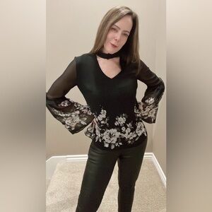 WHBM Boho V-Neck Top with Bell Sleeves